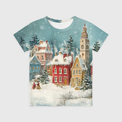 Футболка детская Праздничный новогодний город, цвет: 3D-принт