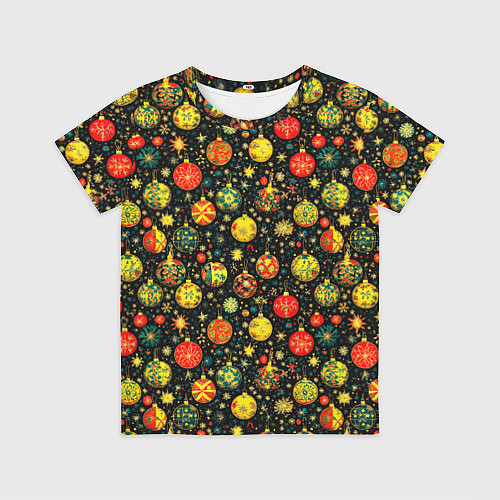 Детская футболка Новогодние елочные шары / 3D-принт – фото 1