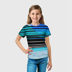Футболка детская Разноцветные вертикальные линии, цвет: 3D-принт — фото 2