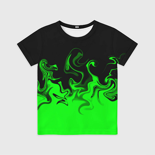 Детская футболка Абстрактный зеленый огонь / 3D-принт – фото 1