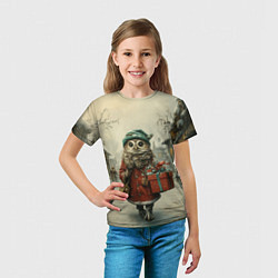 Футболка детская Сова с подарком, цвет: 3D-принт — фото 2