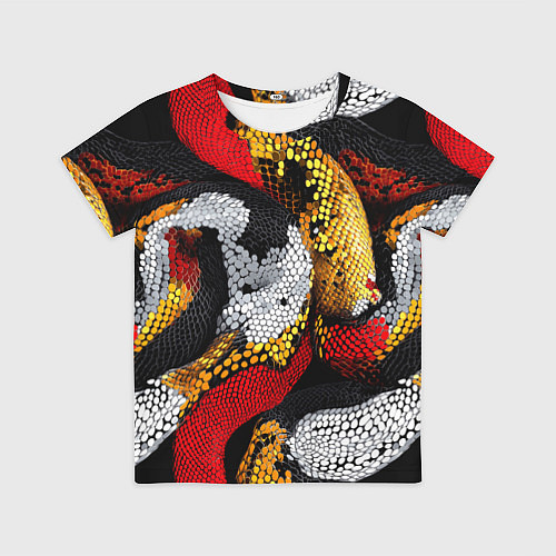 Детская футболка Яркий змеиный паттерн / 3D-принт – фото 1