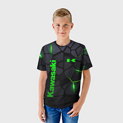 Футболка детская Kawasaki - плиты с эффектом свечения, цвет: 3D-принт — фото 2
