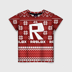 Футболка детская Новогодний свитер ugly Roblox, цвет: 3D-принт