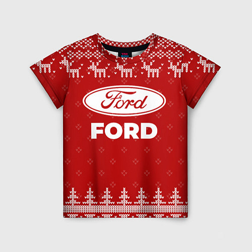 Детская футболка Новогодний Ford с оленями / 3D-принт – фото 1