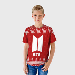Футболка детская Новогодний BTS с оленями, цвет: 3D-принт — фото 2