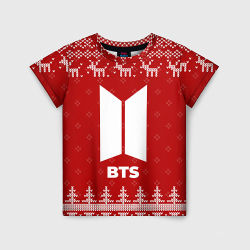 Детская футболка Новогодний BTS с оленями / 3D-принт – фото 1