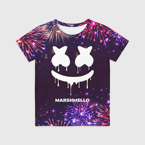 Детская футболка Праздничный Marshmello / 3D-принт – фото 1