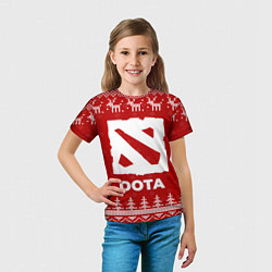 Футболка детская Новогодний Dota с оленями, цвет: 3D-принт — фото 2