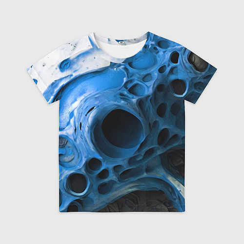 Детская футболка Сине-белая абстрактная структура / 3D-принт – фото 1