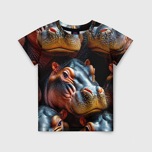 Детская футболка Бегемоты / 3D-принт – фото 1