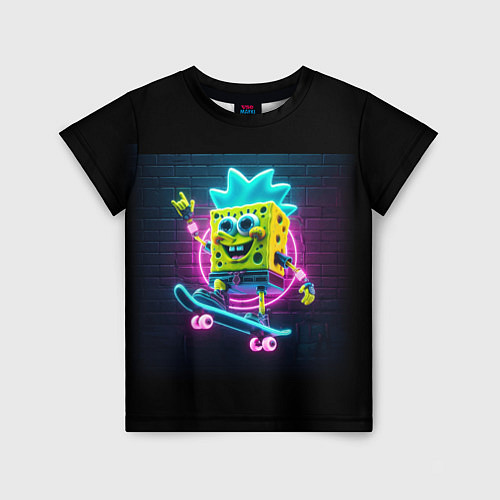 Детская футболка Sponge Bob on a skateboard - ai art fantasy / 3D-принт – фото 1