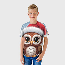 Футболка детская Новогодний совенок, цвет: 3D-принт — фото 2