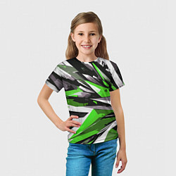 Футболка детская Чёрно-зелёная-белая абстракция, цвет: 3D-принт — фото 2