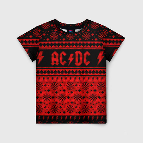 Детская футболка ACDC christmas sweater / 3D-принт – фото 1