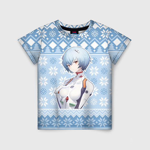 Детская футболка Rei christmas sweater Evangelion / 3D-принт – фото 1