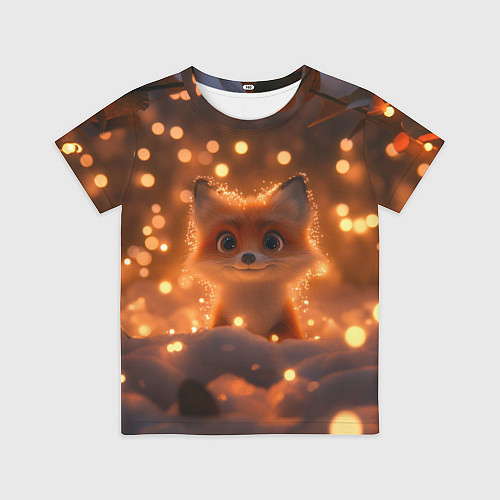 Детская футболка Лисичка в желтых огоньках / 3D-принт – фото 1