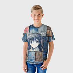 Футболка детская Героиня аниме на пэчворк, цвет: 3D-принт — фото 2