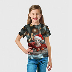 Футболка детская Новогодний кот сфинкс, цвет: 3D-принт — фото 2