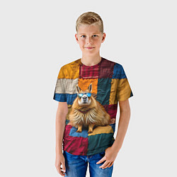 Футболка детская Яркий пэчворк с капибарой, цвет: 3D-принт — фото 2