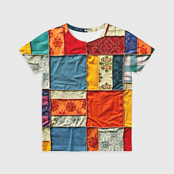 Футболка детская Пэчворк из ярких тканей, цвет: 3D-принт