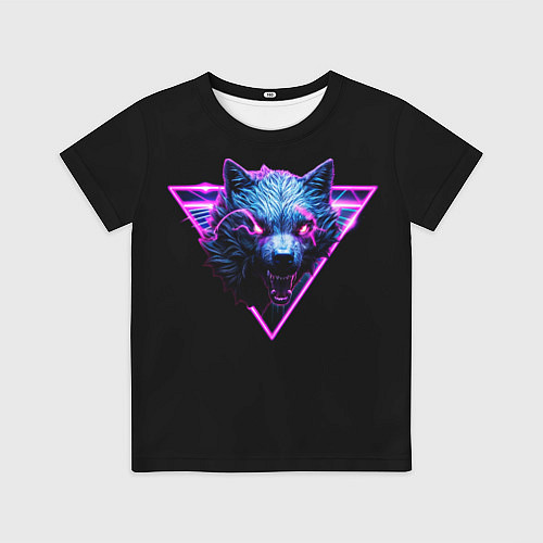 Детская футболка Волк в неоне / 3D-принт – фото 1