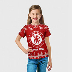 Футболка детская Новогодний Chelsea с оленями, цвет: 3D-принт — фото 2