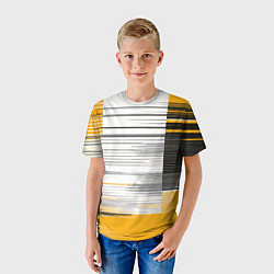 Футболка детская Чёрные вертикальные полосы на жёлто-белом фоне, цвет: 3D-принт — фото 2