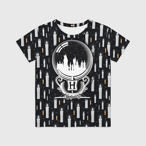 Детская футболка Гарри Поттер - Шар и свечи black and white / 3D-принт – фото 1