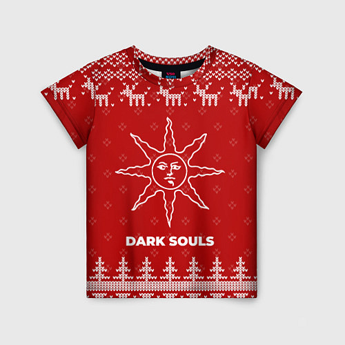 Детская футболка Новогодний Dark Souls с оленями / 3D-принт – фото 1