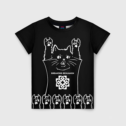 Детская футболка Breaking Benjamin: cat rock / 3D-принт – фото 1