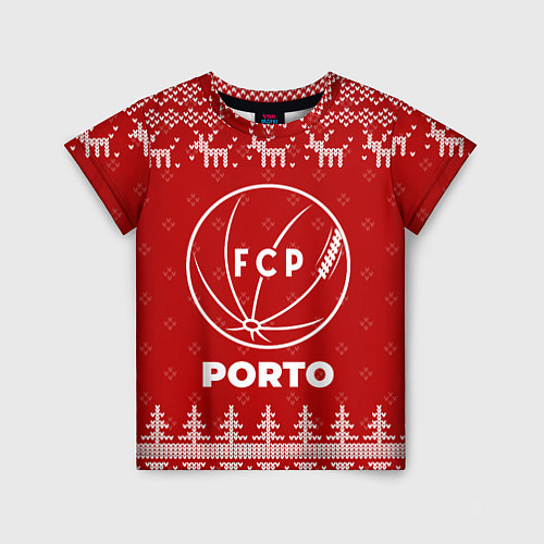 Детская футболка Новогодний Porto с оленями / 3D-принт – фото 1