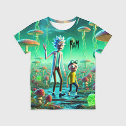 Футболка детская Рик и Морти изучают планету мухоморов - нейроарт ф, цвет: 3D-принт