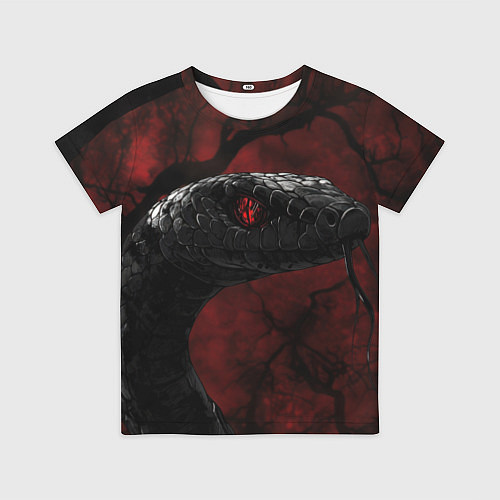 Детская футболка Черная змея киберпанк / 3D-принт – фото 1