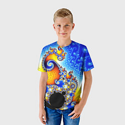 Футболка детская Фрактальный узор текстура синий, цвет: 3D-принт — фото 2