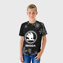 Футболка детская Снежный Skoda, цвет: 3D-принт — фото 2