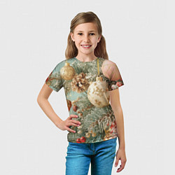 Футболка детская Елочные новогодние игрушки, цвет: 3D-принт — фото 2