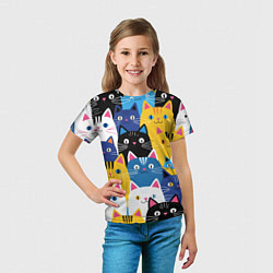 Футболка детская Много цветных котиков, цвет: 3D-принт — фото 2