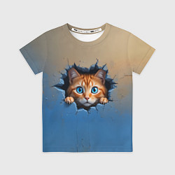 Футболка детская Выглядывающий котенок, цвет: 3D-принт