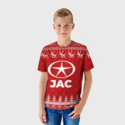 Футболка детская Новогодний JAC с оленями, цвет: 3D-принт — фото 2