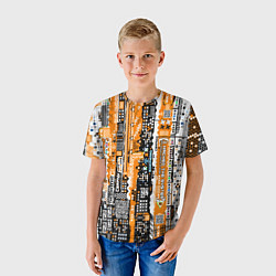 Футболка детская Киберпанк паттерн жёлтый, цвет: 3D-принт — фото 2