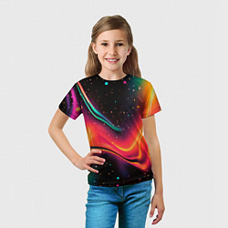 Футболка детская Жидкая пленка в блестках - нейросеть, цвет: 3D-принт — фото 2