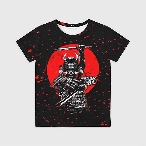 Детская футболка Кровавый самурай и луна / 3D-принт – фото 1