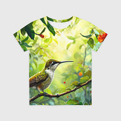 Футболка детская Колибри в цветах, цвет: 3D-принт