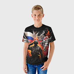 Футболка детская Защитник отечества с ангельскими крыльями, цвет: 3D-принт — фото 2