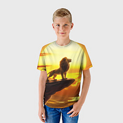 Футболка детская Лев на закате на горе, цвет: 3D-принт — фото 2