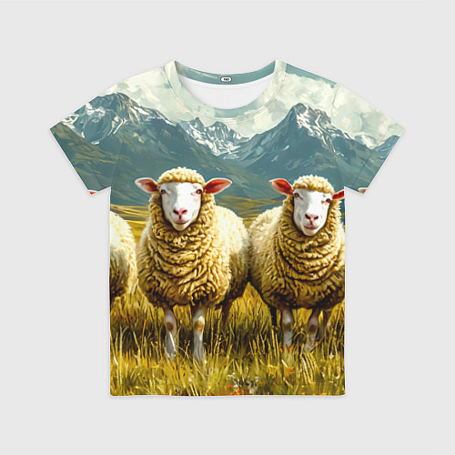 Детская футболка Четыри овцы в горах / 3D-принт – фото 1