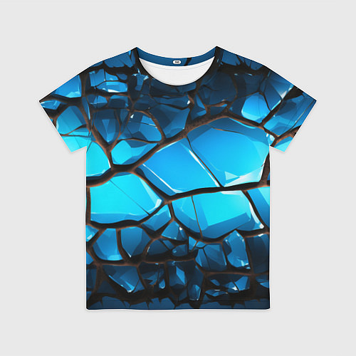 Детская футболка Синяя текстура объемных плит / 3D-принт – фото 1