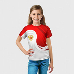 Футболка детская Россия - красный и белый, цвет: 3D-принт — фото 2