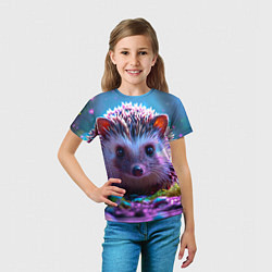 Футболка детская Ёжики в сказаочном лесу, цвет: 3D-принт — фото 2